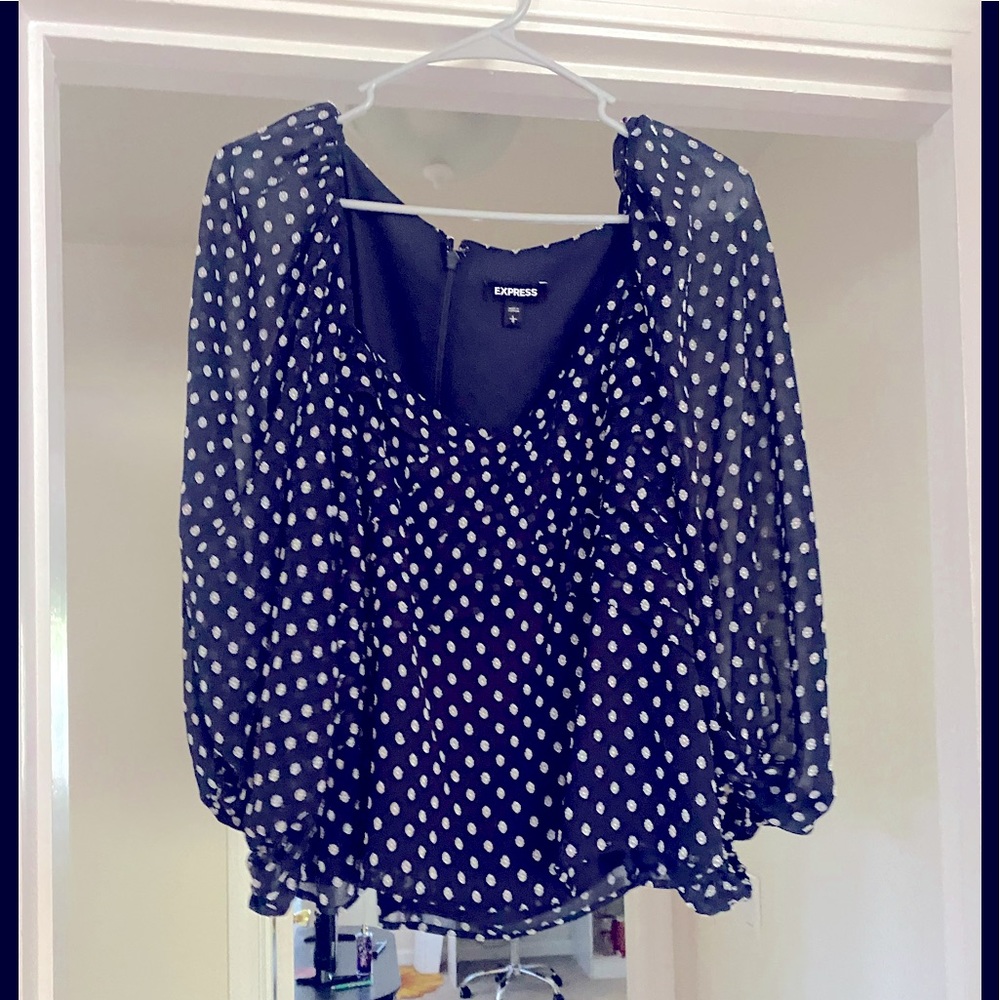 NWOT Express blue print shirt L